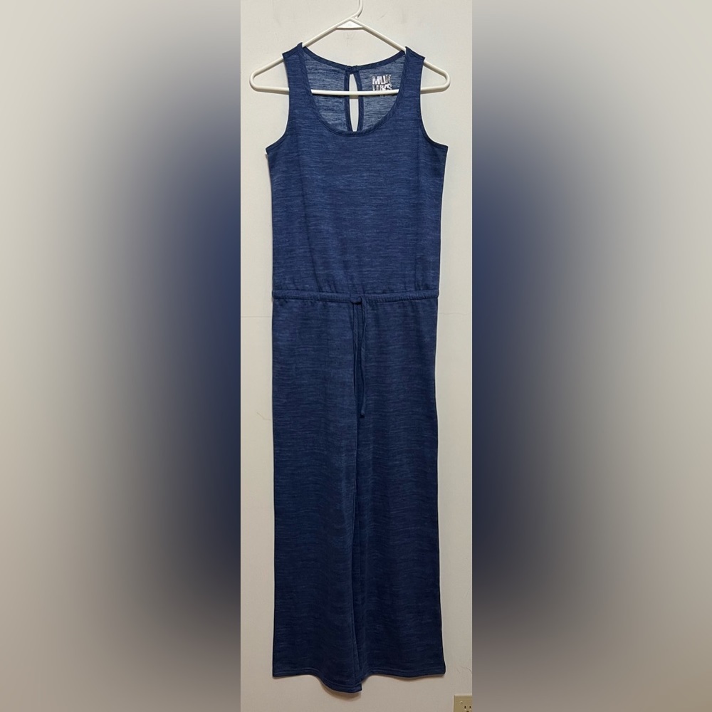 Muk Luks Womens Blue French Terry Tank Romper Loungewear Jumpsuit XS O1